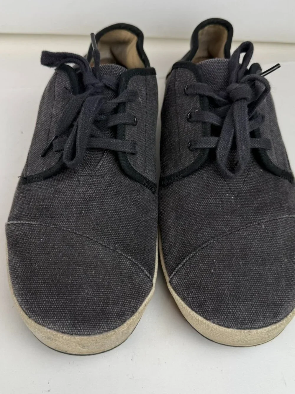 Men's TOMS Black Canvas Casual Lace-Up Sneakers Shoes Size 9 US (EU 42)